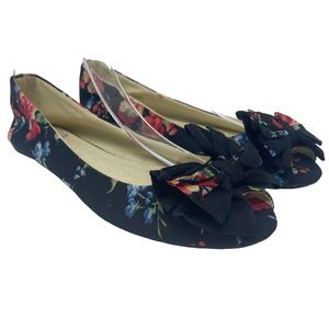 Aldo Womens Floral Flat Peep Toe with Bow Shoe - Size 38